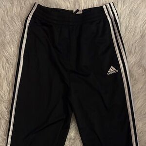 Adidas Kids Black Joggers with White Stripes